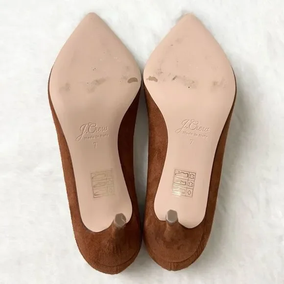 J Crew Colette Pumps in Brown Suede Classic Mid Heel Size 7 workwear office - Picture 7 of 9